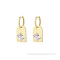 Baguette Zirconia 18K Gold Plated Silver 925 Earrings